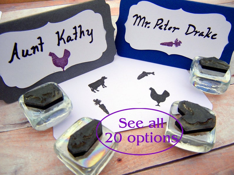 Wedding Meal Rubber Stamps, Menu Choice, Food Labels, Meal Planning 20 Options plus Allergens image 1