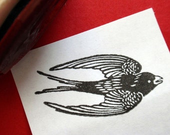 Swallow Rubber Stamp, bird rubber stamp -  Handmade by Blossom Stamps