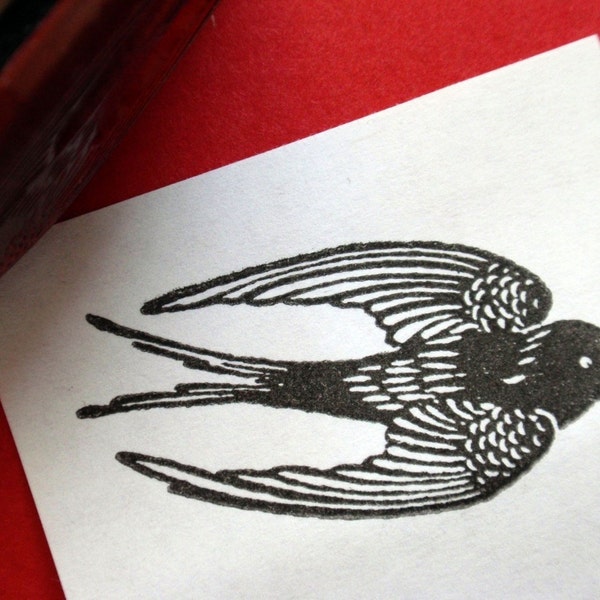 Swallow Rubber Stamp, bird rubber stamp -  Handmade by Blossom Stamps