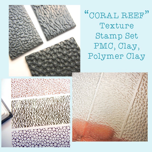 CORAL REEF Texture Mat Stamp Set for Clay, Metal Clay, Polymer Clay by Blossom Stamps