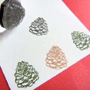 Tiny Pinecone Style 2 Rubber Stamp 16mm, evergreen tree stamp Handmade by Blossom Stamps image 1