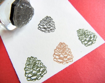 Pinecone Rubber Stamp Style 2, realistic pine cone illustration, christmas tag stamp, pinetree by BlossomStamps