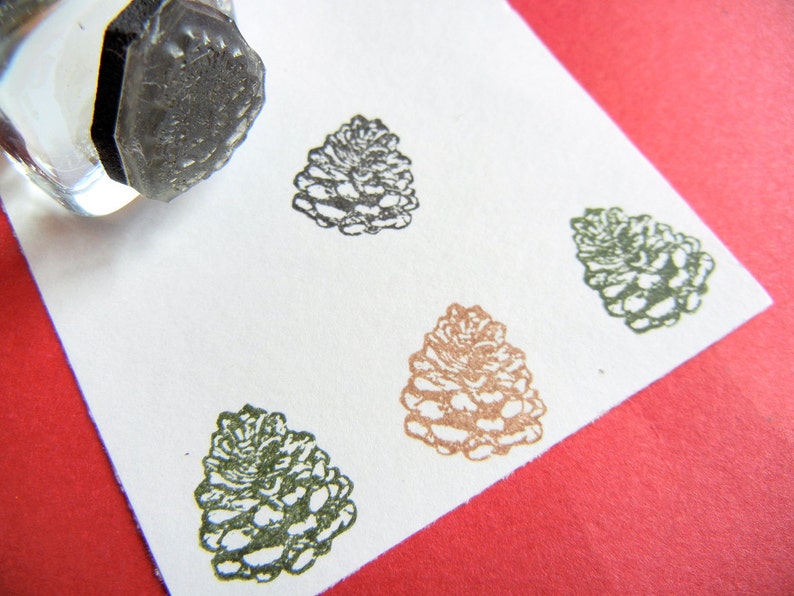 Tiny Pinecone Style 2 Rubber Stamp 16mm, evergreen tree stamp Handmade by Blossom Stamps image 1