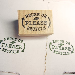 Tampon en caoutchouc Veuillez recycler, tampon Jour de la Terre, tampon pour emballage durable - Fait main par Blossom Stamps