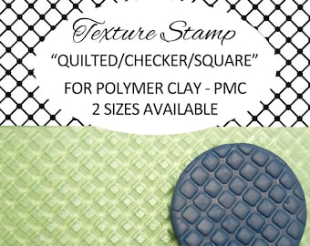 Texture Stamp QUILTED SQUARE Texture Sheet for Clay, Metal Clay, Polymer Clay by Blossom Stamps