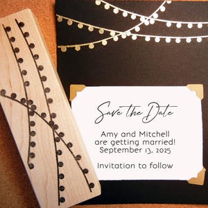 Sello de goma con borde de guirnalda de luces grande, guirnalda de luces para fiesta en el patio, de Blossom Stamps