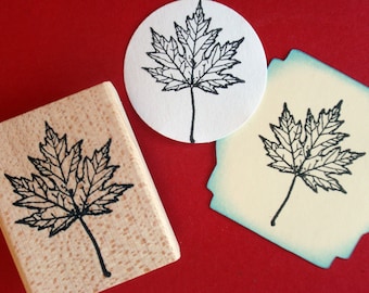 Maple Leaf Rubber Stamp, skeleton leaf stamp - Handmade by Blossom Stamps