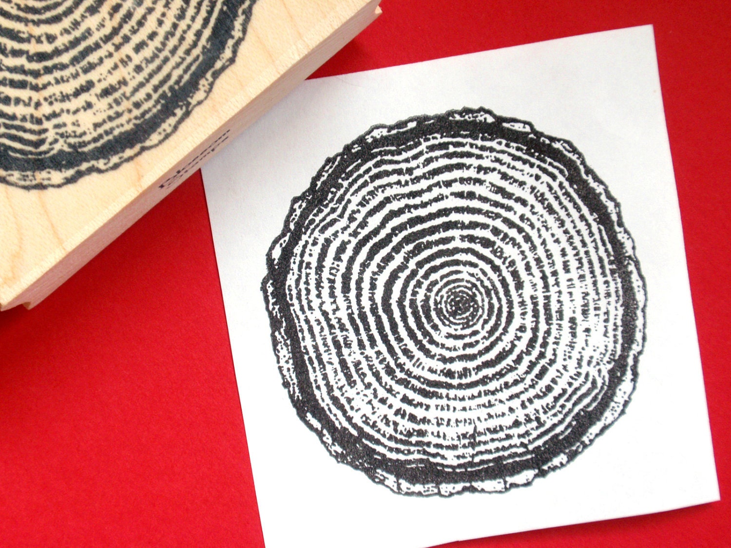 Tree Ring Wood Grain Rubber Stamp LARGE Handmade by Blossom Etsy