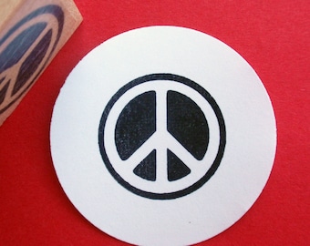 Small Peace Sign Rubber Stamp, Retro Hippie Peace Rubber Stamp - Handmade by Blossom Stamps