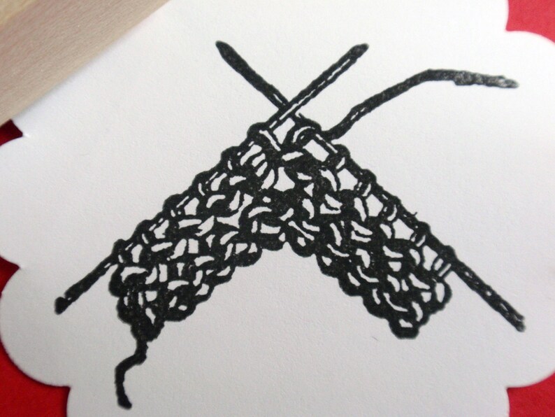 Knitting Rubber Stamp Knitting Needles and Yarn Gift for Etsy