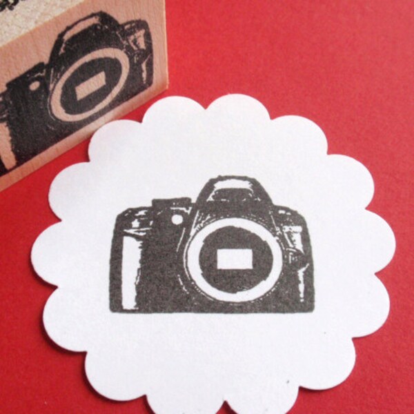 Camera Photography Rubber Stamp,  Digital SLR Camera Stamp - Handmade by Blossom Stamps