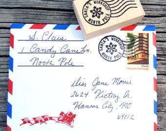 Christmas North Pole Postmark Cancellation Rubber Stamp, Letter from Santa by BlossomStamps