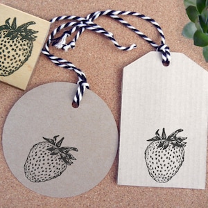 Strawberry Rubber Stamp, Fruit Berry stamp, jam preserves label stamp - Handmade  by Blossom Stamps