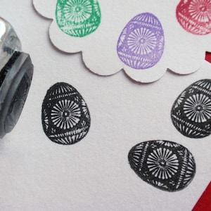 Tiny Ukrainian Egg Rubber Stamp 16mm, Easter Egg stamp, decorated egg stamp, Easter rubber stamp - by Blossom Stamps