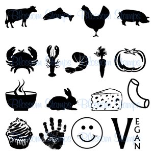 Wedding Meal Rubber Stamps, Menu Choice, Food Labels, Meal Planning 20 Options plus Allergens image 2