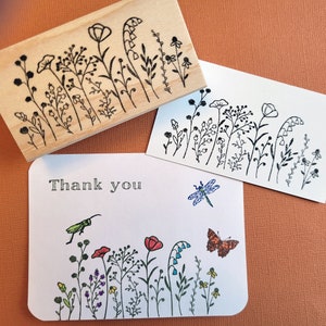 Tiny Insect Bug Rubber Stamps Set 16mm bee, butterfly, grasshopper, ant and dragonfly buy 4, 1 free pricing Handmade by Blossom Stamps image 5