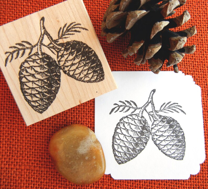Tiny Pinecone Style 2 Rubber Stamp 16mm, evergreen tree stamp Handmade by Blossom Stamps image 4