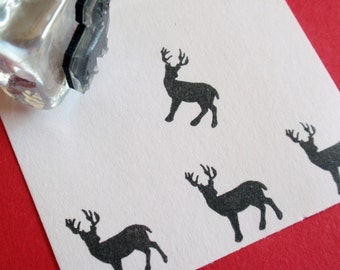 Tiny Buck Rubber Stamp 16mm, buck silhouette, deer rubber stamp by Blossom Stamps