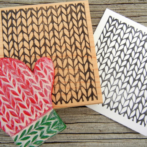 Knit Texture Rubber Stamp size&mounting options  - Handmade by BlossomStamps
