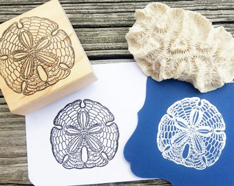 Detailed Sand Dollar Rubber Stamp, Beach Ocean Stamp - Handmade by Blossom Stamps