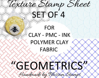 GEOMETRIC Set Texture Sheet, Texture Mat for Clay, Metal Clay, Polymer Clay by Blossom Stamps