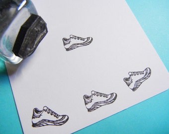 Tiny Running Shoe Rubber Stamp 16mm, Gym Shoe stamp, exercise reminder stamp by Blossom Stamps