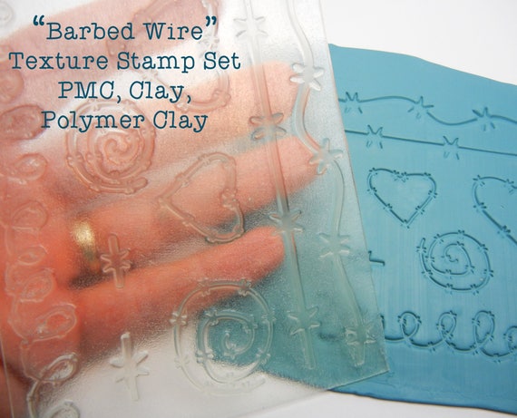 Barbed Wire Texture Mat Stamp Set For Clay Pmc Polymer Clay Etsy