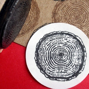 Sello de goma con forma de anillo de árbol, sello con forma de rodaja de madera, sello con forma de corteza de árbol, hecho a mano por Blossom Stamps