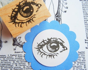 Woman's Eye Rubber Stamp, female eye with long eyelashes stamp, anatomy gift  -  Handmade by Blossom Stamps