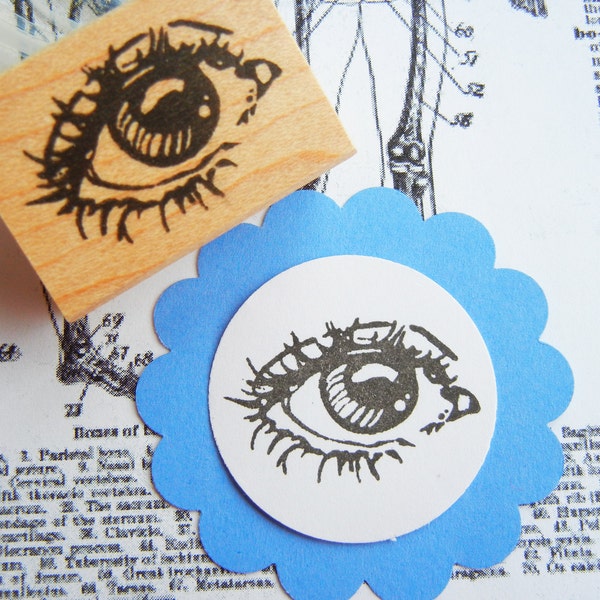 Human Female Eye Rubber Stamp, eye with long eyelashes stamp, anatomy gift  -  Handmade by Blossom Stamps