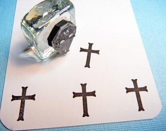 Mini Christian Cross rubber stamp, tiny church religious class reminder stamp, simple cross of Jesus 16mm 5/8"