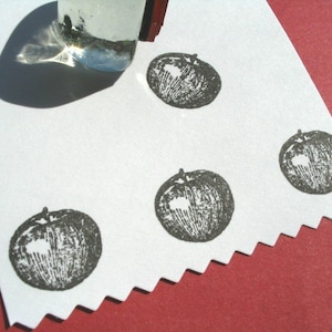 Mini Apple Fruit Rubber Stamp, small food label recipe card rubber stamp - 16mm 5/8"