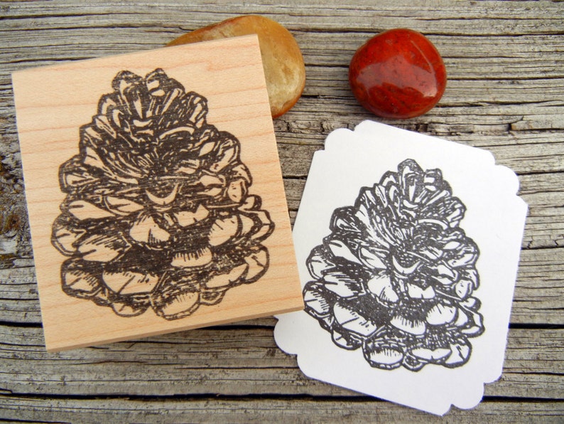 Tiny Pinecone Style 2 Rubber Stamp 16mm, evergreen tree stamp Handmade by Blossom Stamps image 5