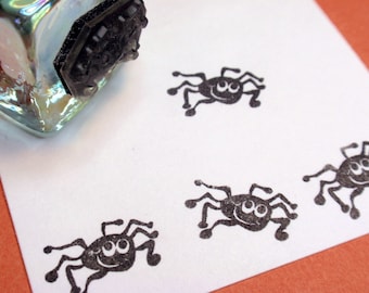 Tiny Halloween Spider Rubber Stamp 16mm, Arachnid art stamp, tarantula stamp, cute spider silhouette stamp by Blossom Stamps