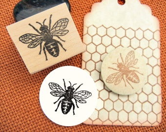 Bee Rubber Stamp, Honeybee stamp, Honey Favor Stamp, Gift for Beekeeper - Handmade by BlossomStamps