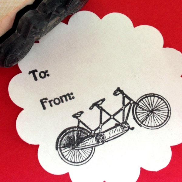 Tandem Bike Rubber, bicycle rubber stamp,  tandem bike gift - Handmade by Blossom Stamps