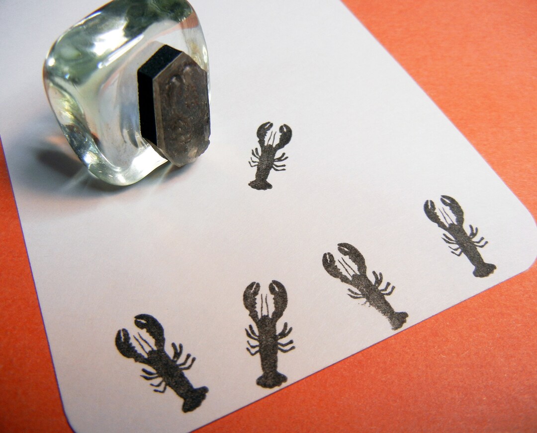 Tiny Lobster Rubber Stamp 16mm, Seafood Lobster Claw Rubber Stamp
