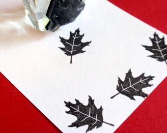 Tiny Oak Leaf Rubber Stamp 16mm, leaf silhouette stamp, Oak tree stamp  - Handmade by Blossom Stamps