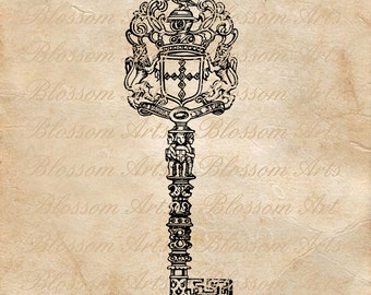 FRENCH ORNATE KEY Instant Digital Download Clip Art