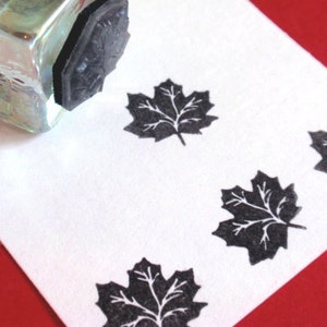 Tiny Maple Leaf Rubber Stamp 16mm, leaf silhouette stamp, Canadian maple leaf by Blossom Stamps