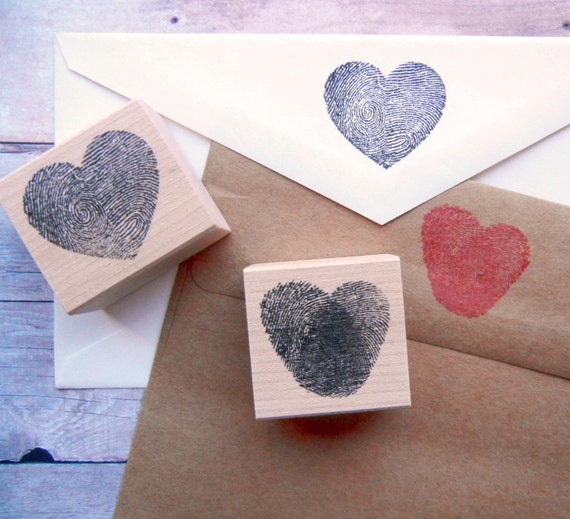 Thumbprint Heart Rubber Stamp in 2 Style Options, Heart Shaped Fingerprint  Valentines Day Love Stamp-handmade by Blossom Stamps 