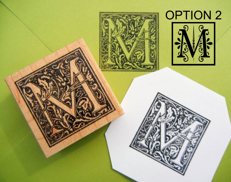 Custom Monogram Initial Rubber Stamp 2 Options Illuminated Etsy Canada