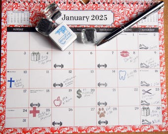 Mini Appointment Reminder Rubber Stamps Set, 16mm, Small Calendar stamps. Planner stamps or Journal Stamps, Buy 4, 1 Free 25+ choices