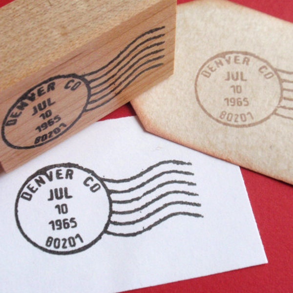 Custom Vintage Postmark, Postage Stamp Cancellation Mark Rubber Stamp  - Weddings, Births, Parties - Handmade by Blossom Stamps