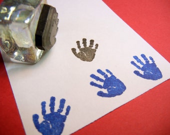 Tiny Baby Handprint Stamp, childs handprint stamp, babyshower game stamp by BlossomStamps