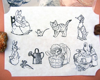 Beatrix Potter Peter Rabbit Rubber Stamp Set of 9 cling photopolymer rubber stamps by Blossom Stamps