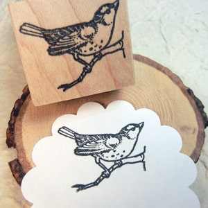 Tampon petit oiseau perché, tampon petit moineau, cadeau pour amateur d'oiseaux - fait main par Blossom Stamps