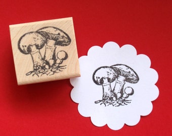 Mushroom Rubber Stamp, Amanita gilled mushroom illustration stamp  - Handmade by Blossom Stamps