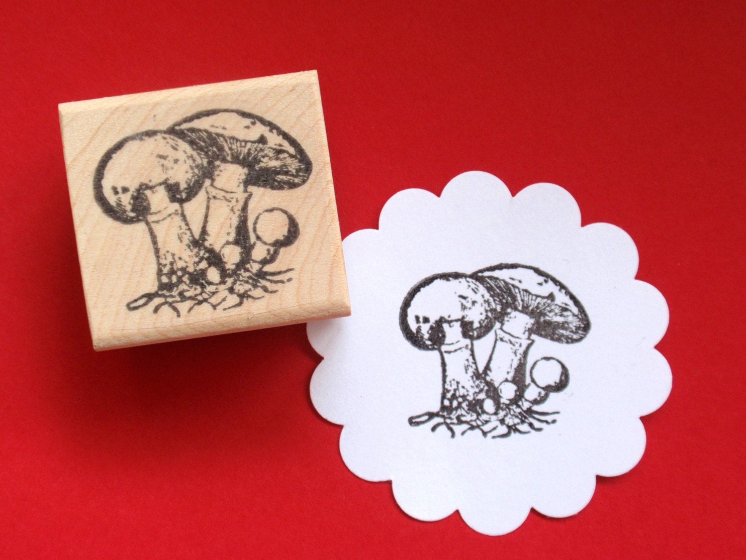 Mushroom Rubber Stamp realistic mushroom illustration stamp Etsy