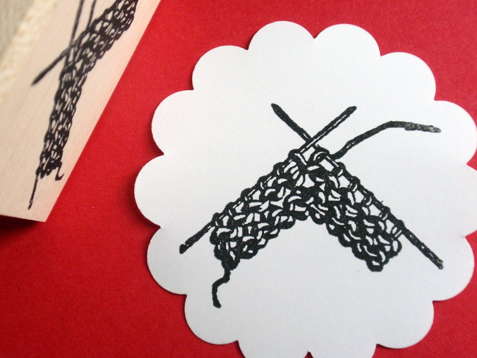 Knitting Rubber Stamp Knitting Needles and Yarn Gift for Etsy